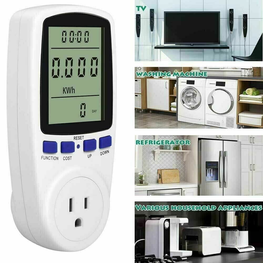 LCD Digital Power Meter Consumption Electricity Usage Watt Amps Volt Monitors