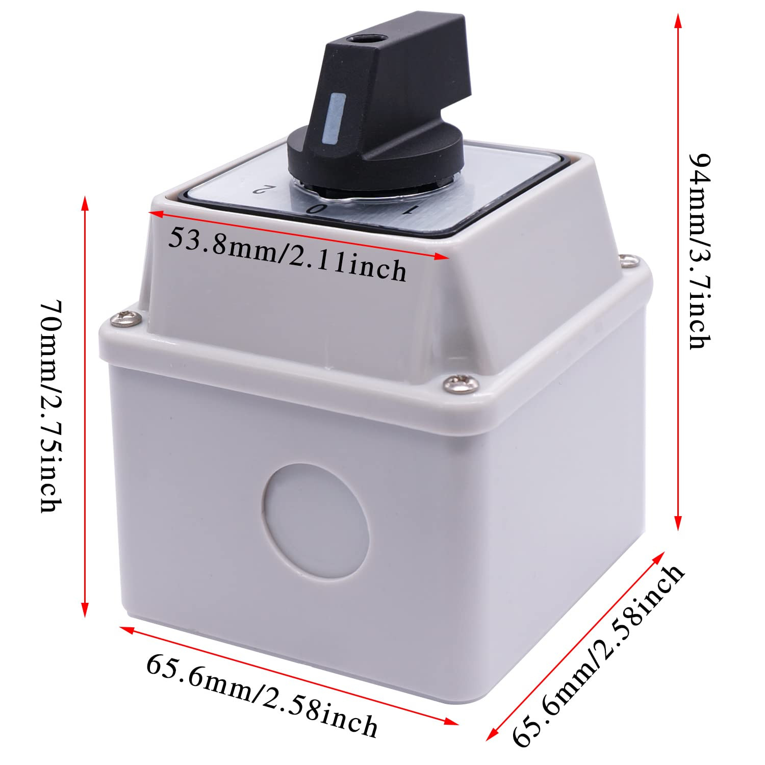 Changeover Switch 3 Position Selector Switch Box 8 Terminals 20A 550V Universal