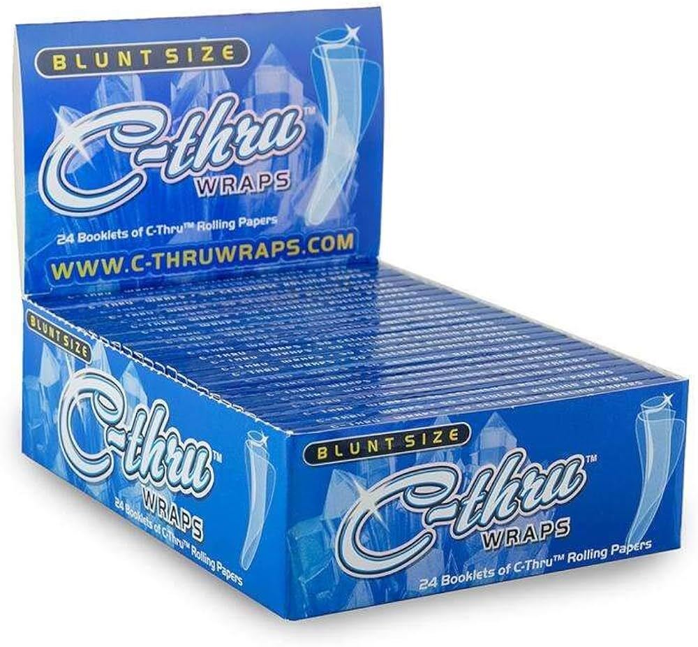 C-thru Clear Cigarette Rolling Papers King Size Slim 110mm 24 Packs Full Display