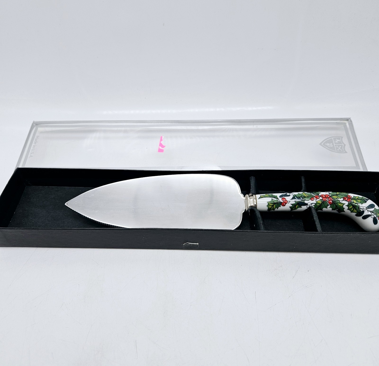 Sheffield Stainless Steel Holiday Christmas Cake Knife in Original Box