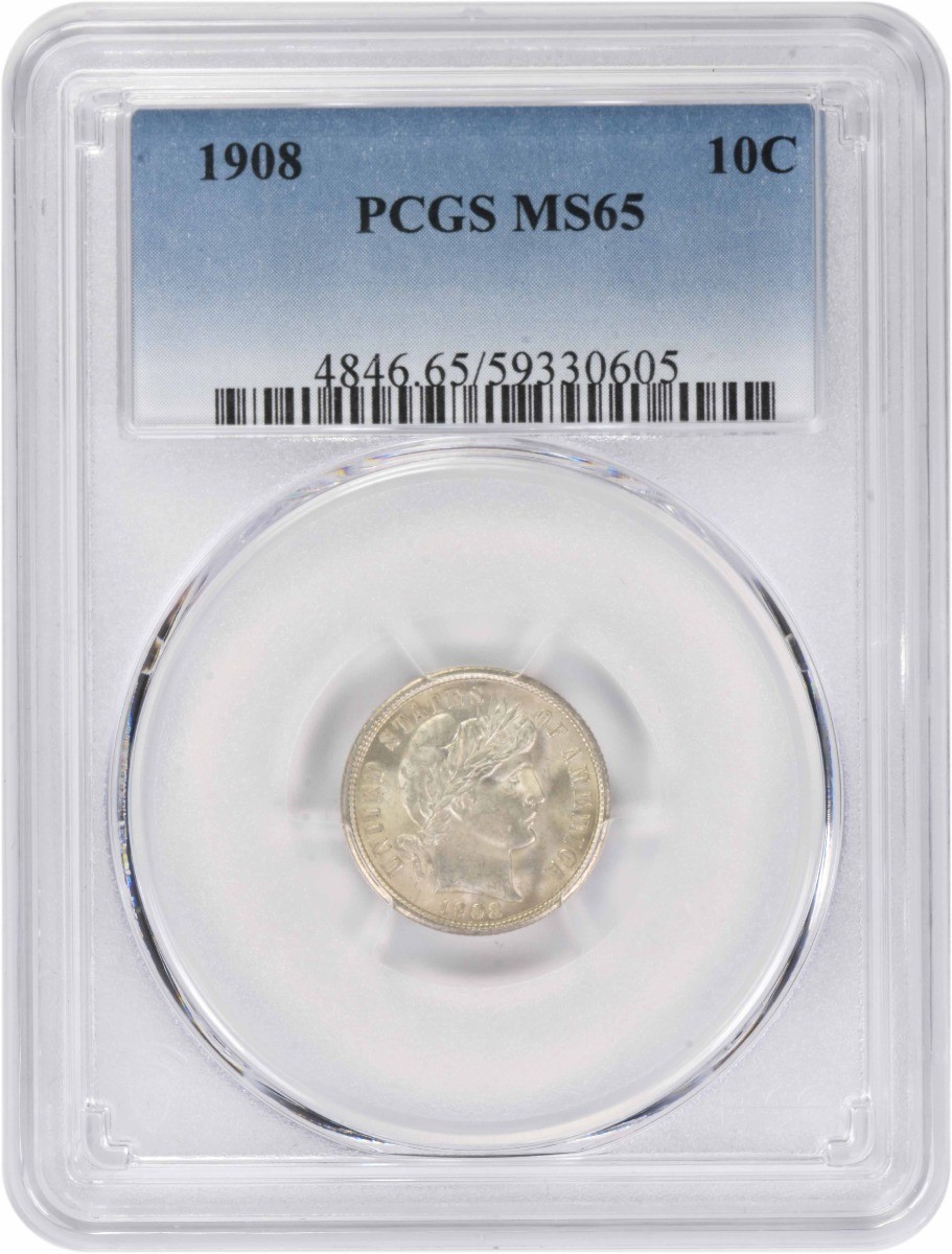1908 Barber Silver Dime MS65 PCGS