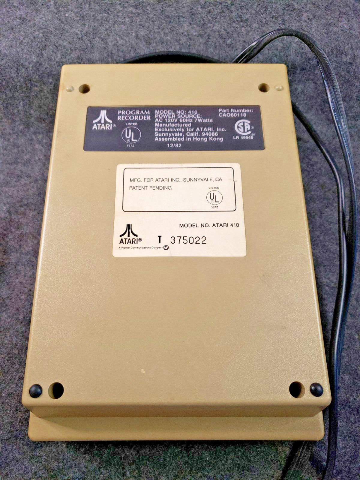 Atari 410 Program Recorder for Atari Computers for Repair needs belt ....(SB10)