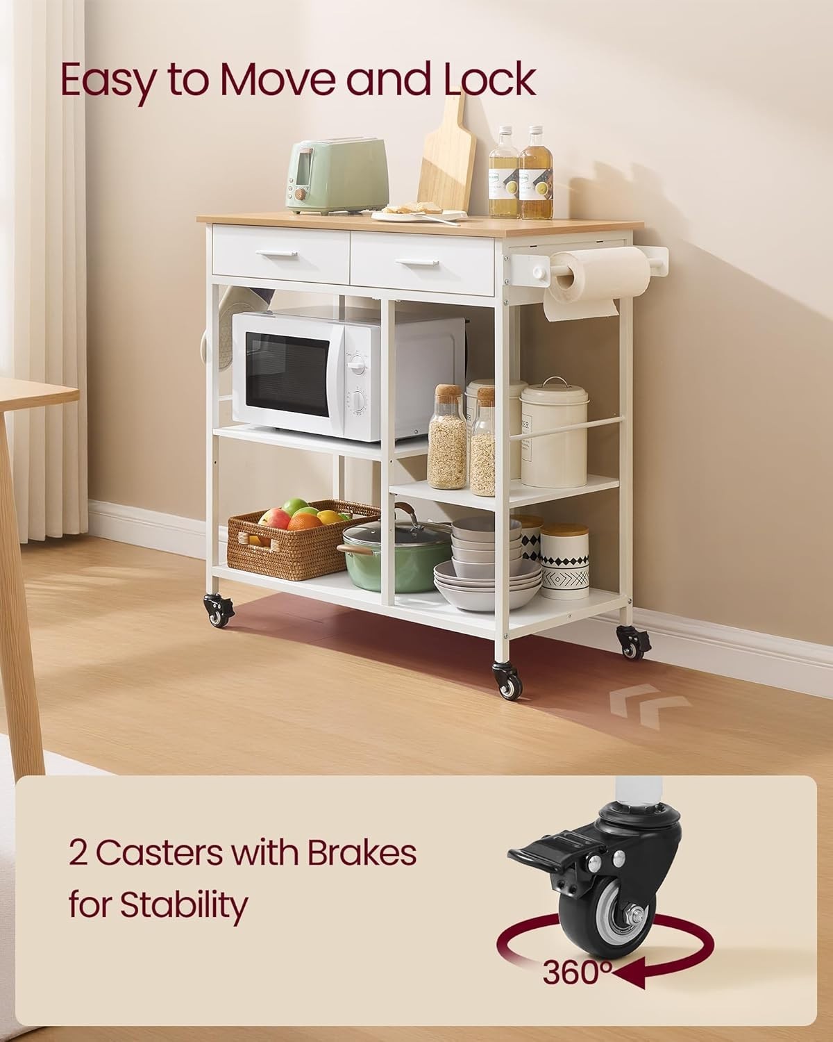 Kitchen Rolling Island, Mobile Kitchen Cart with Storage on Wheels, 17.7 x 38...
