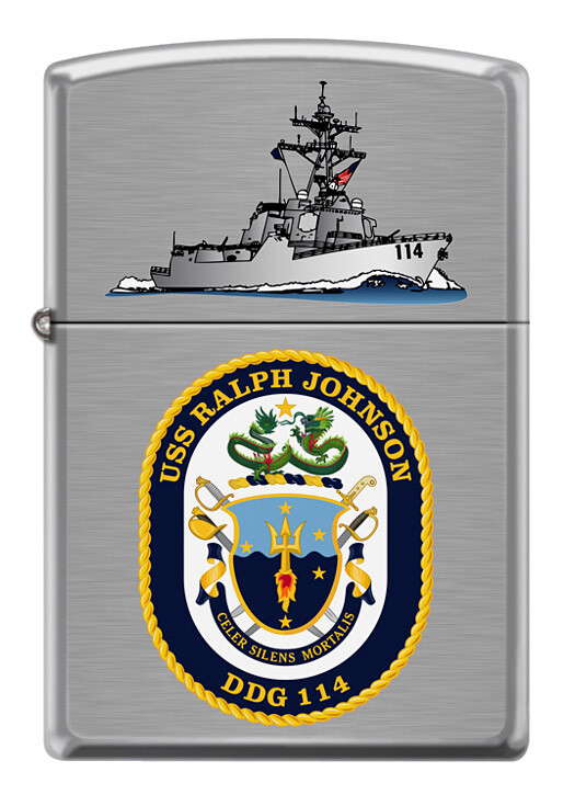 USS Ralph Johnson  (DDG-114) Destroyer Zippo MIB Brushed Chrome