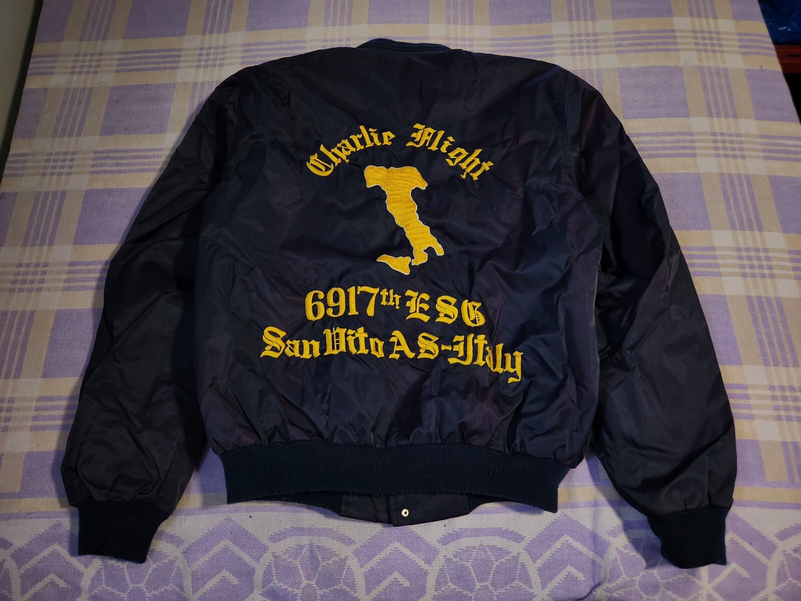Vintage ITALY Charlie Flight 6917th ESG San Vito Security Group Jacket Bomber