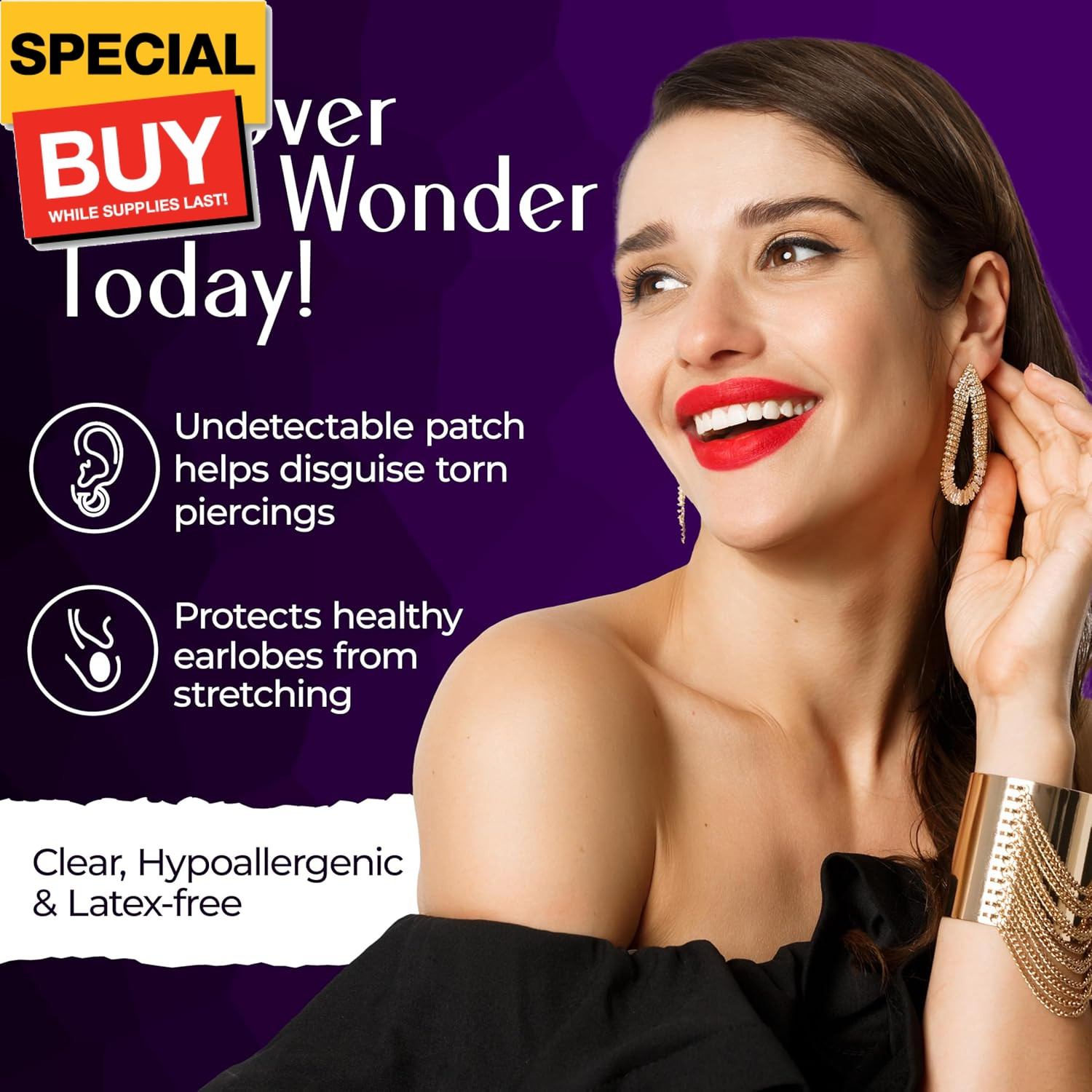 - the ORIGINAL Ear Lobe Support Patch for Pierced Ears - Eliminates