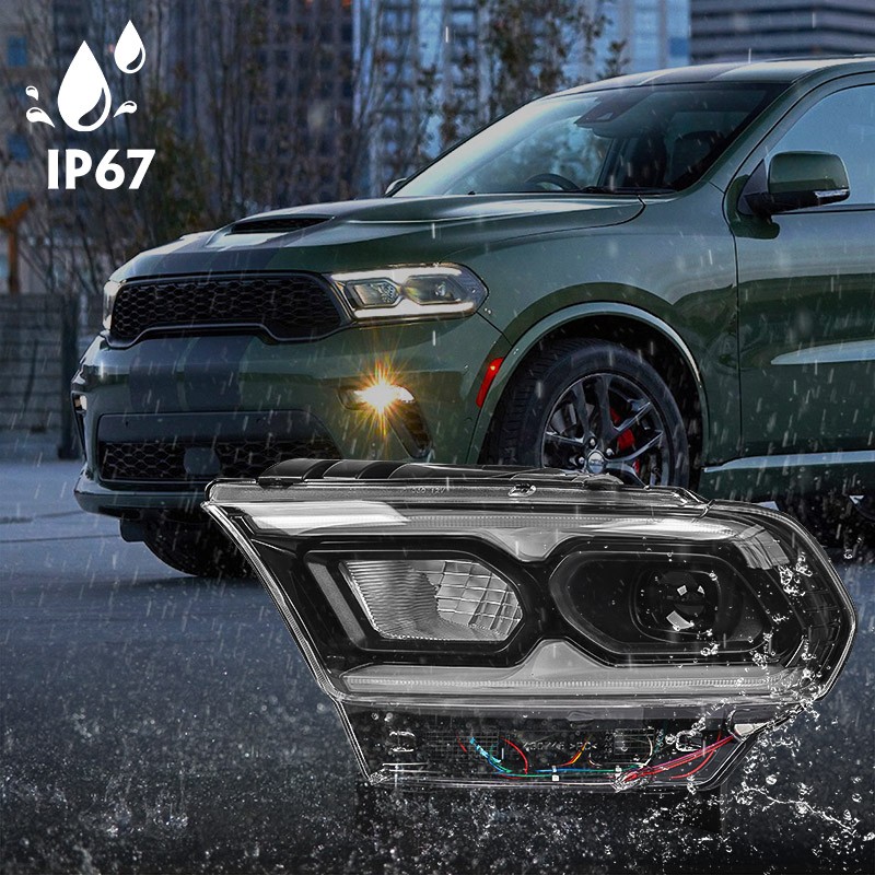 Black Full LED Projector Headlight For Dodge Durango 2021-2024 DriverLeft