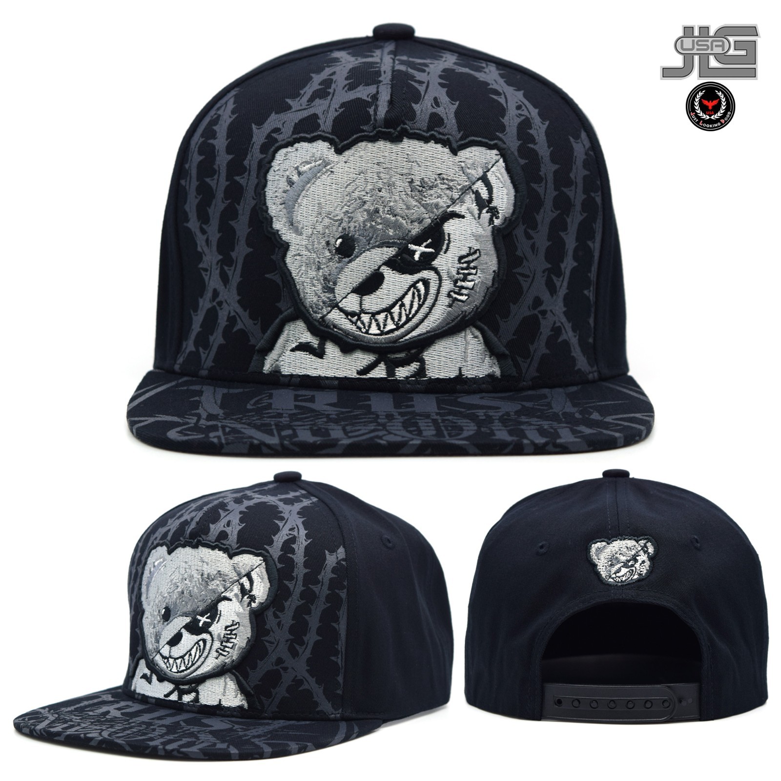 Trust No One Bear New TL Embroidery Snapback Hat Adjustable Cap