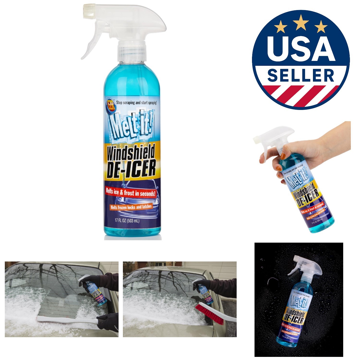 Melt It! High-Performance Windshield De-Icer for Safe Winter Driving - 17 Fl Oz