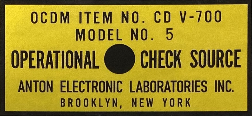 Check Source Label, Anton CD V-700 Model 5 Geiger Counter, CDV-700 CDV 700