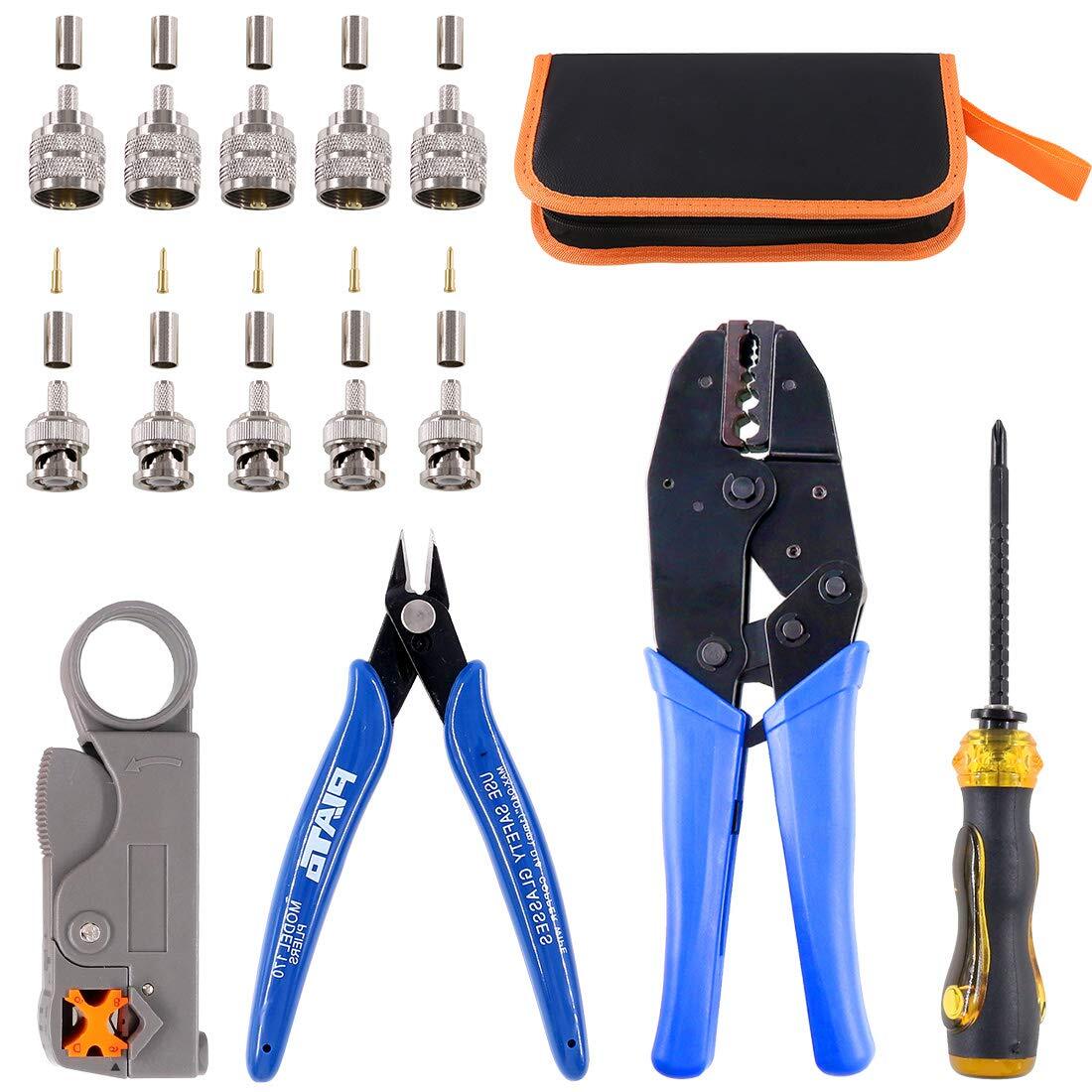 Coaxial Cable Tool Set Coax Rf Connector Crimping Tool + Coaxial Cable Stripper