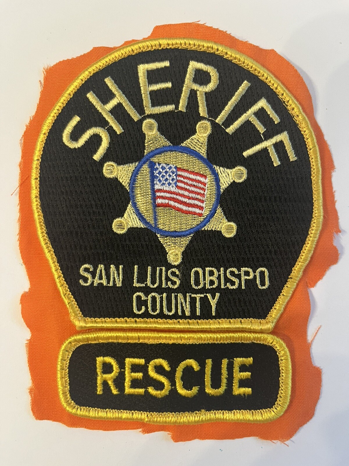 RARE🇺🇸VINTAGE”SAN LUIS OBISBO” COUNTY SHERIFF /RESCUE UNIFORM PATCH👀LQQK👀