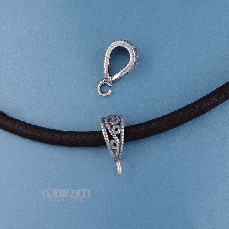 2 Sterling Silver Antiqued Scroll Pendant Bail Connector w/Open Loop 12mm #33387