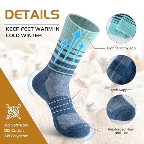 Clothirily Wool Socks for Women, Thermal Warm Womens Multicolor A, 5 Pairs