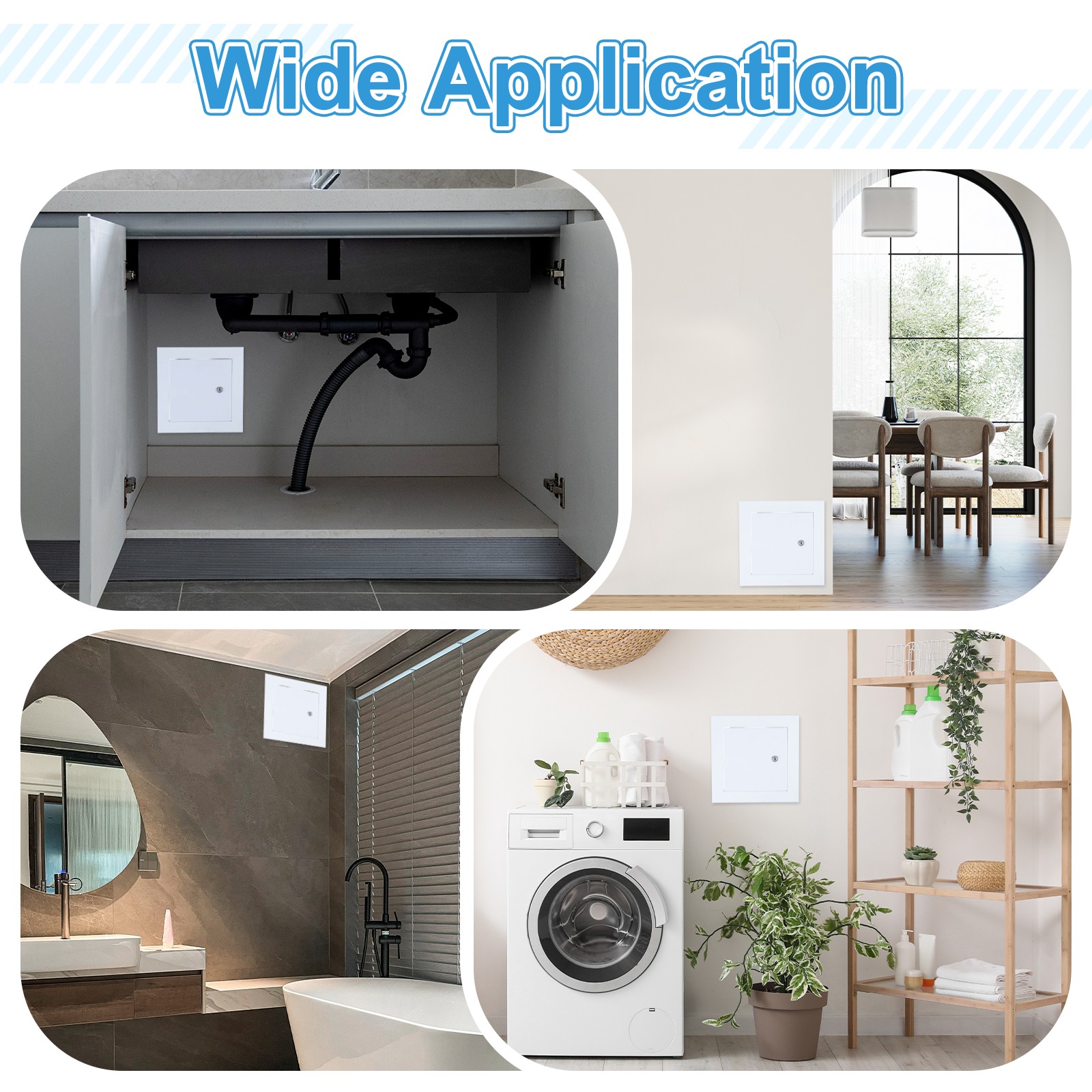 Access Panel (6"x6") Plumbing Access Door Lock-in Installation With Key, White