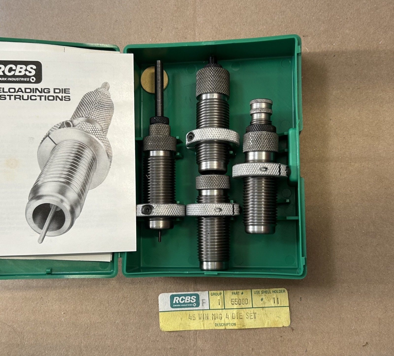 RCBS Reloading Dies, 4 Die Set 45 Win Mag, 55000 Custom Order, NR-15