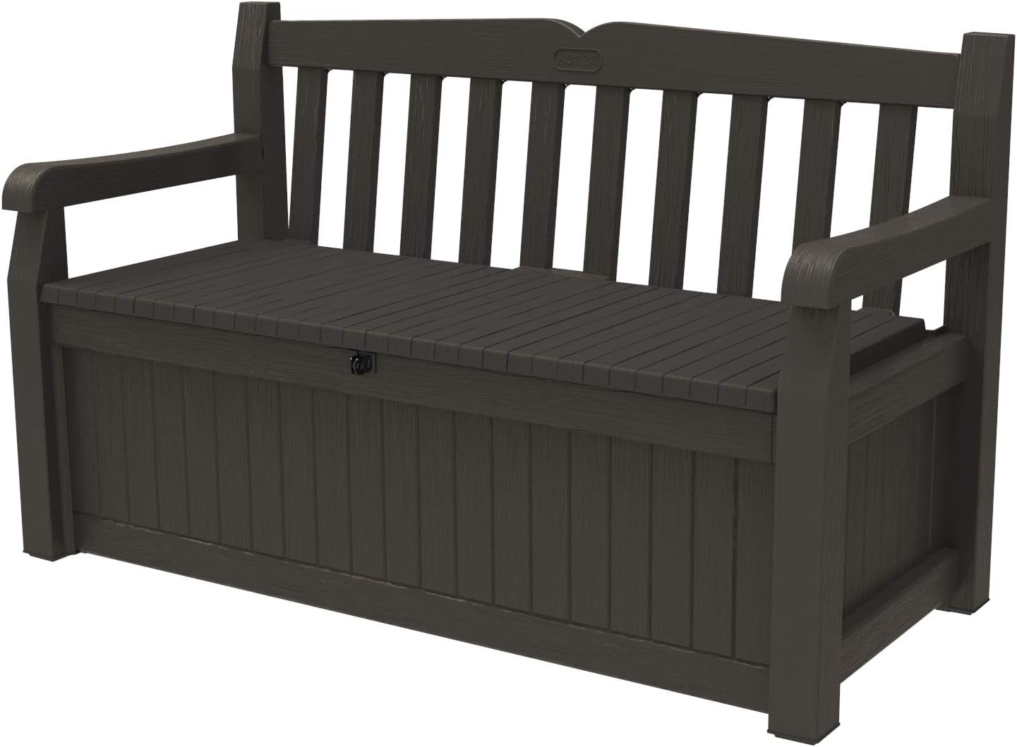 Keter Solana 70 Gallon Storage Bench Deck Box 54.6x23.4x32.8 inches, Brown