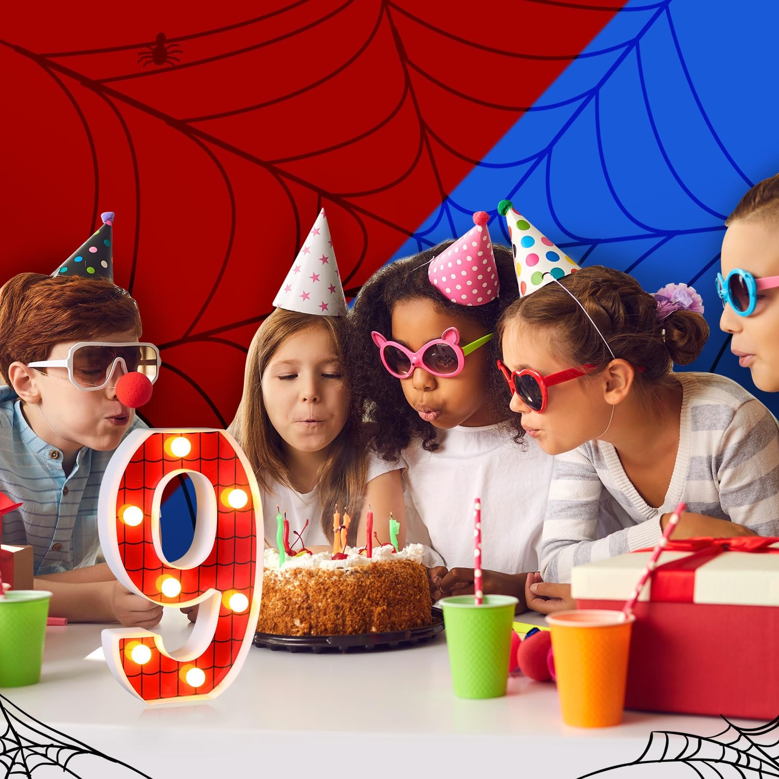 Spider LED Number 0 Light Birthday Party Decoration Marquee Night Lamp