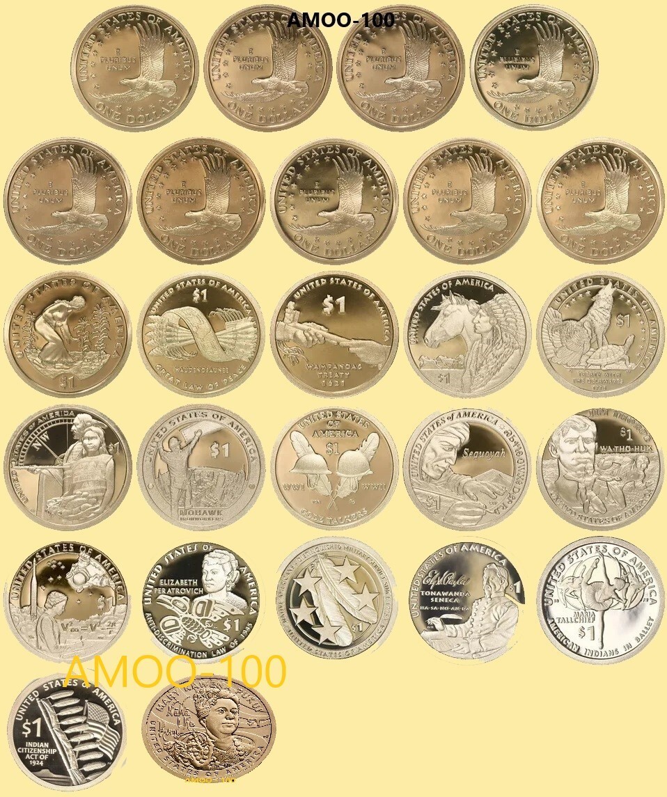 2000-2025 P D S - Proof and BU Sacagawea Native American Dollar 78 Coin Set