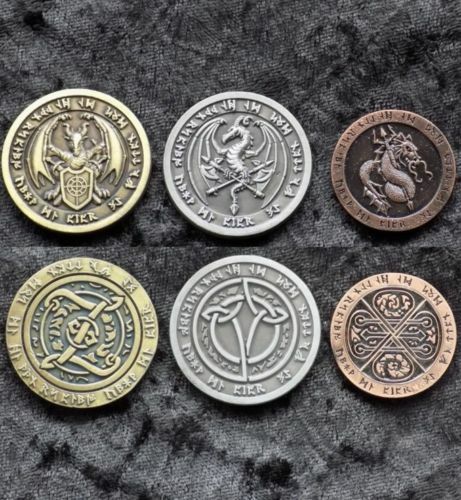 Fantasy Coin Fire Set Dungeons Dragons RPG LARP D&D Dice Acc