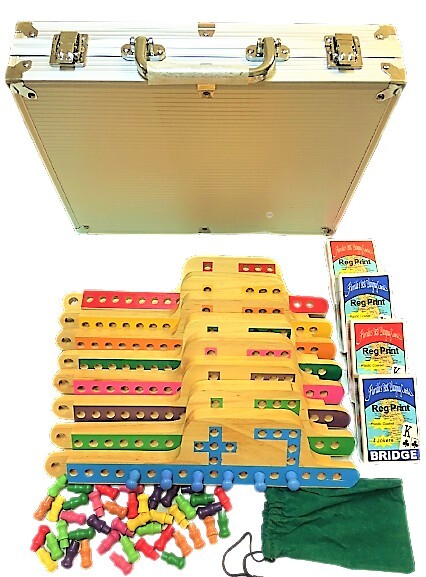 Pegs and Jokers 8 Players Thick Pine Wood Pegs Boards FREE 4 Spl Decks Alu Box