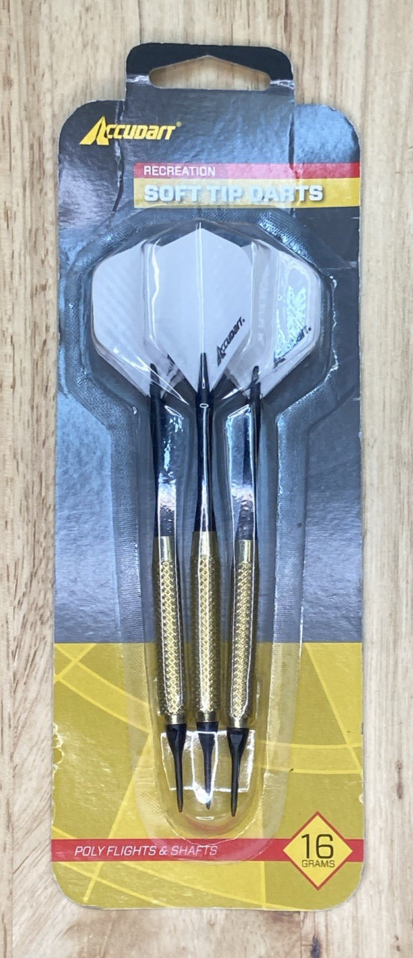 Soft Tip White Darts (3) Accudart Recreation  16 Gram Poly Flights & Shaft