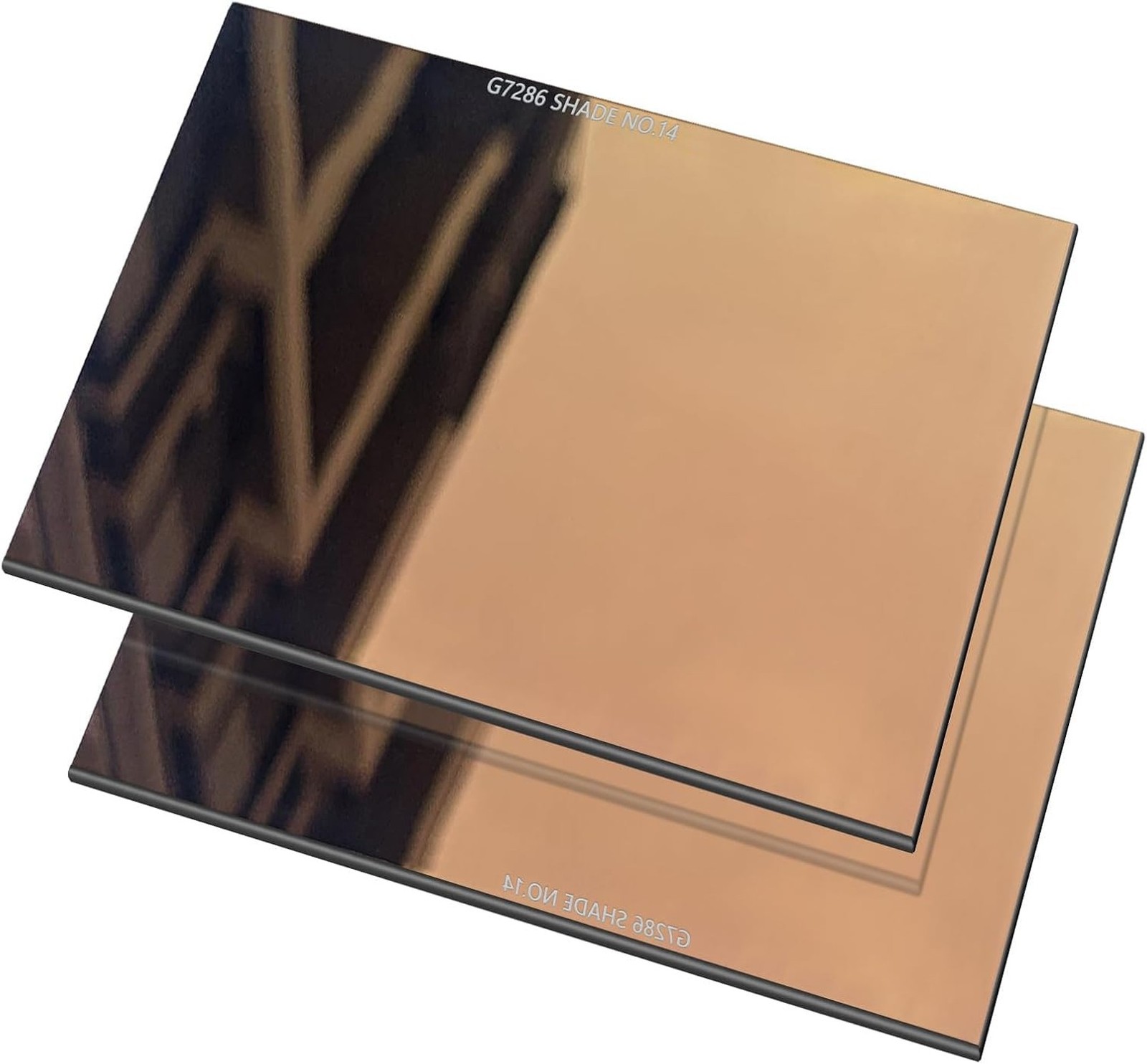 2PCS Welding Helmet Hood Gold Filter Glass Lens 4.5" x 5.25" (SHADES-14)