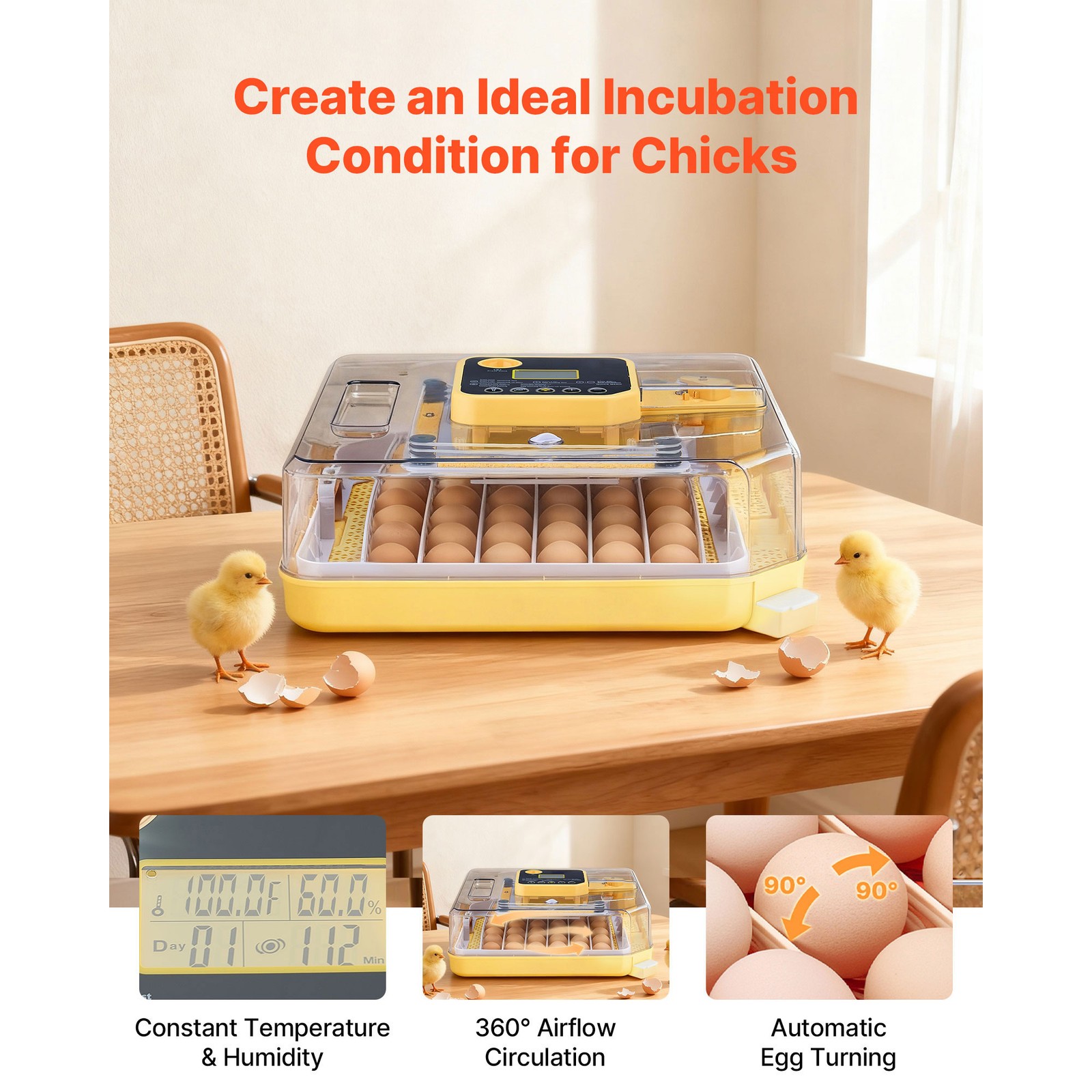Uimoso 48 Egg Incubator with Auto Turning and Temperature Control System