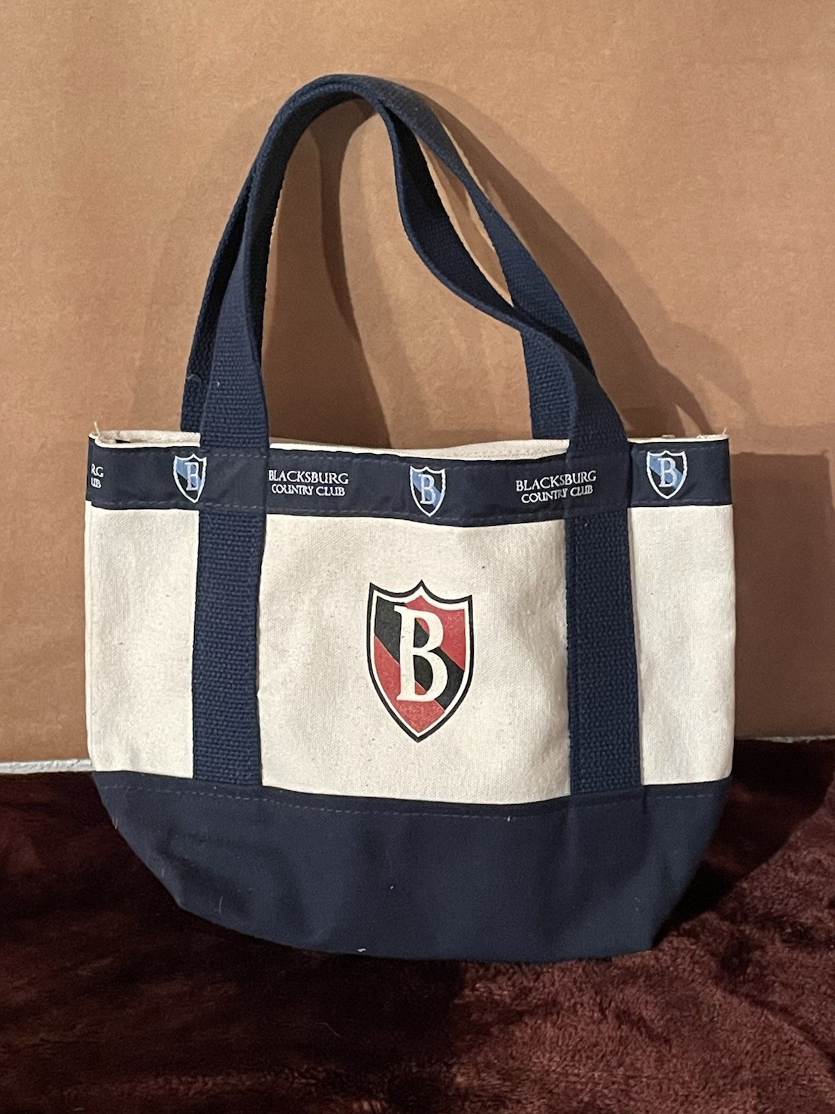 Vintage BCC Blacksburg Country Club Virginia Golf Small Canvas Tote Bag Purse