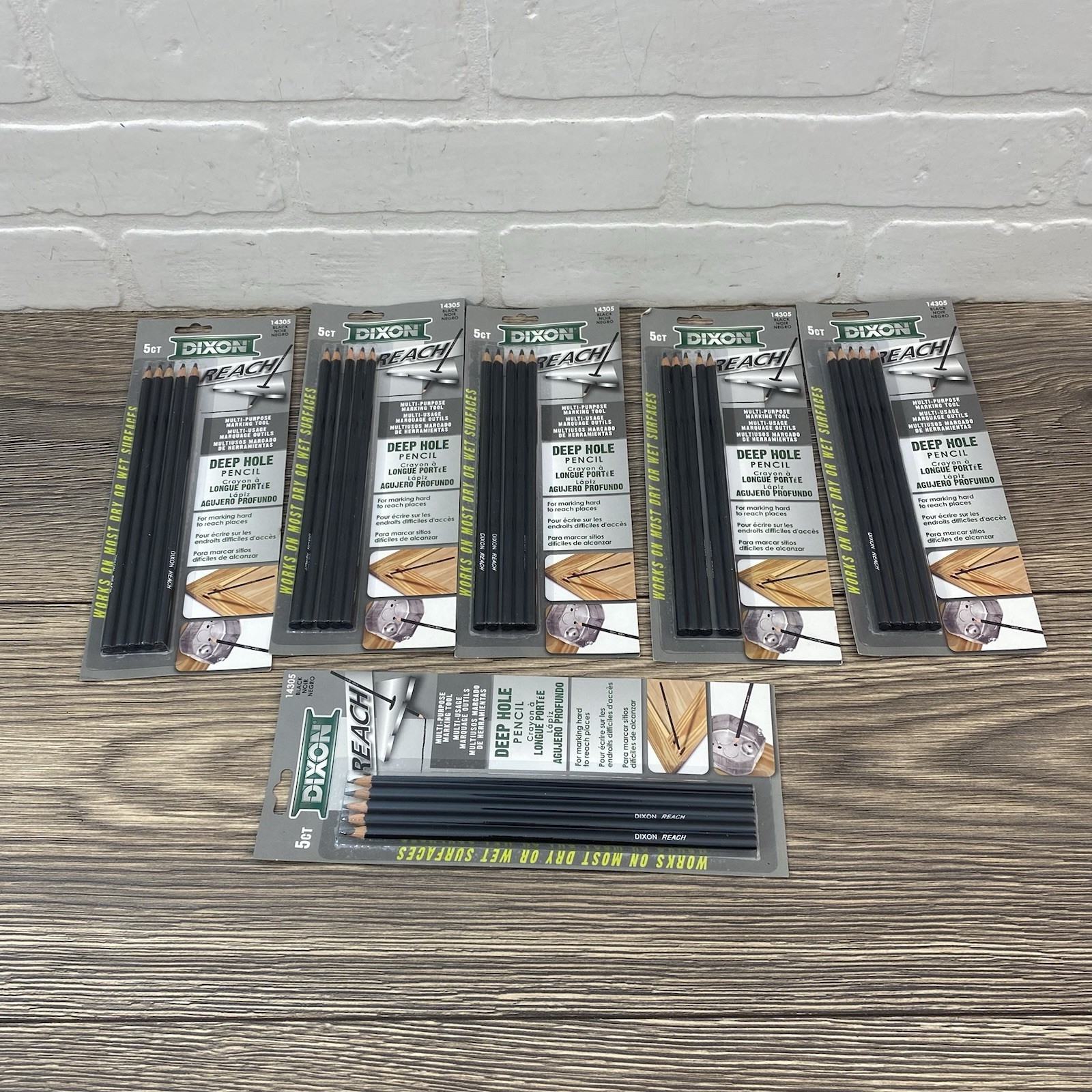 Lot Of 6, 5 Packs New Dixon 14305 Multi-Purpose Reach Deep Hole Woodcase Pencil
