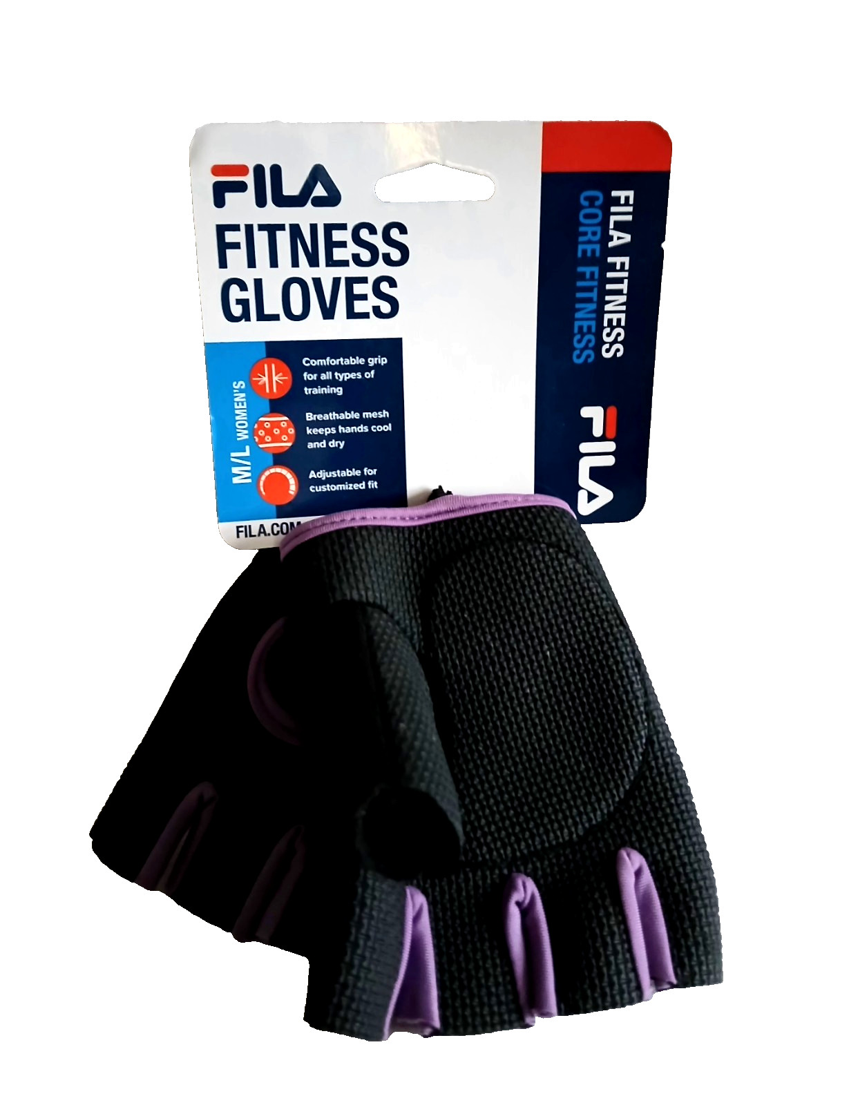 Fila Fitness Gloves Size M/L Black Core Fitness Adjustable Fit Breathable Unisex