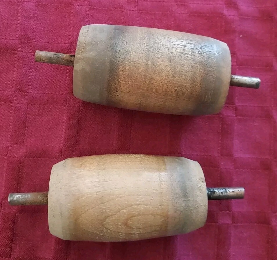 Antique Pump Reed Organ Bellow Strap Wood Rollers W/Metal Shafts ~ Salvage PARTS