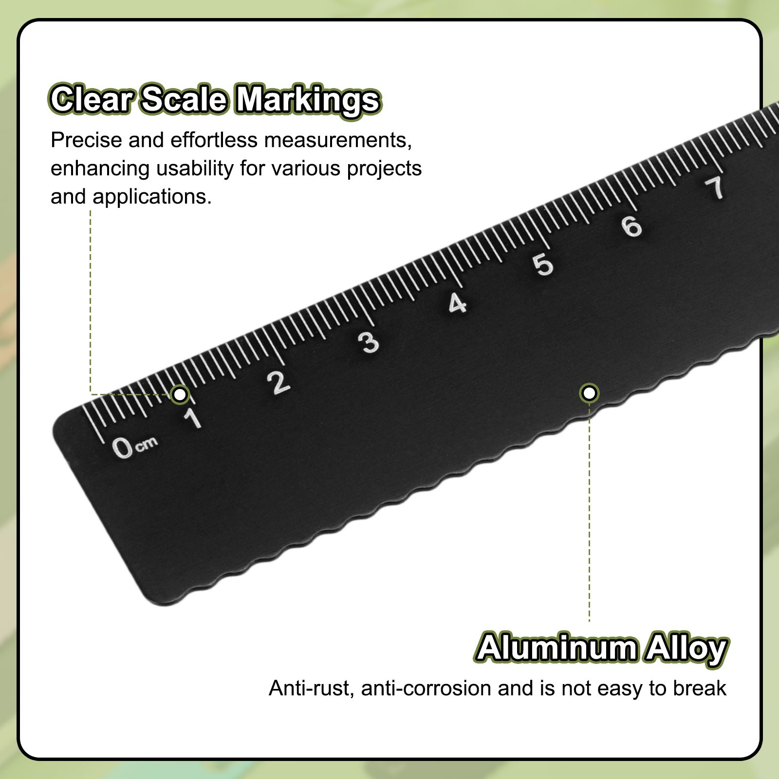 Straight Ruler 20cm Metric Bookmark Clip Ruler Black