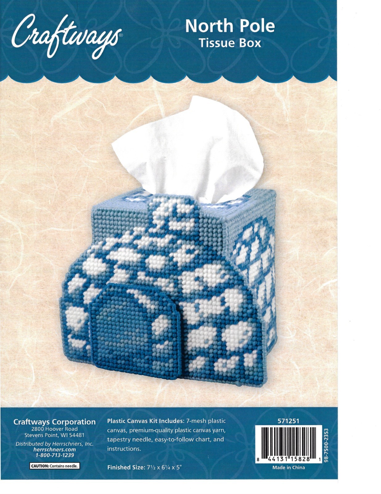 NORTH POLE TISSUE BOX COVER  plastic canvas  PATTERN (#TF0426)