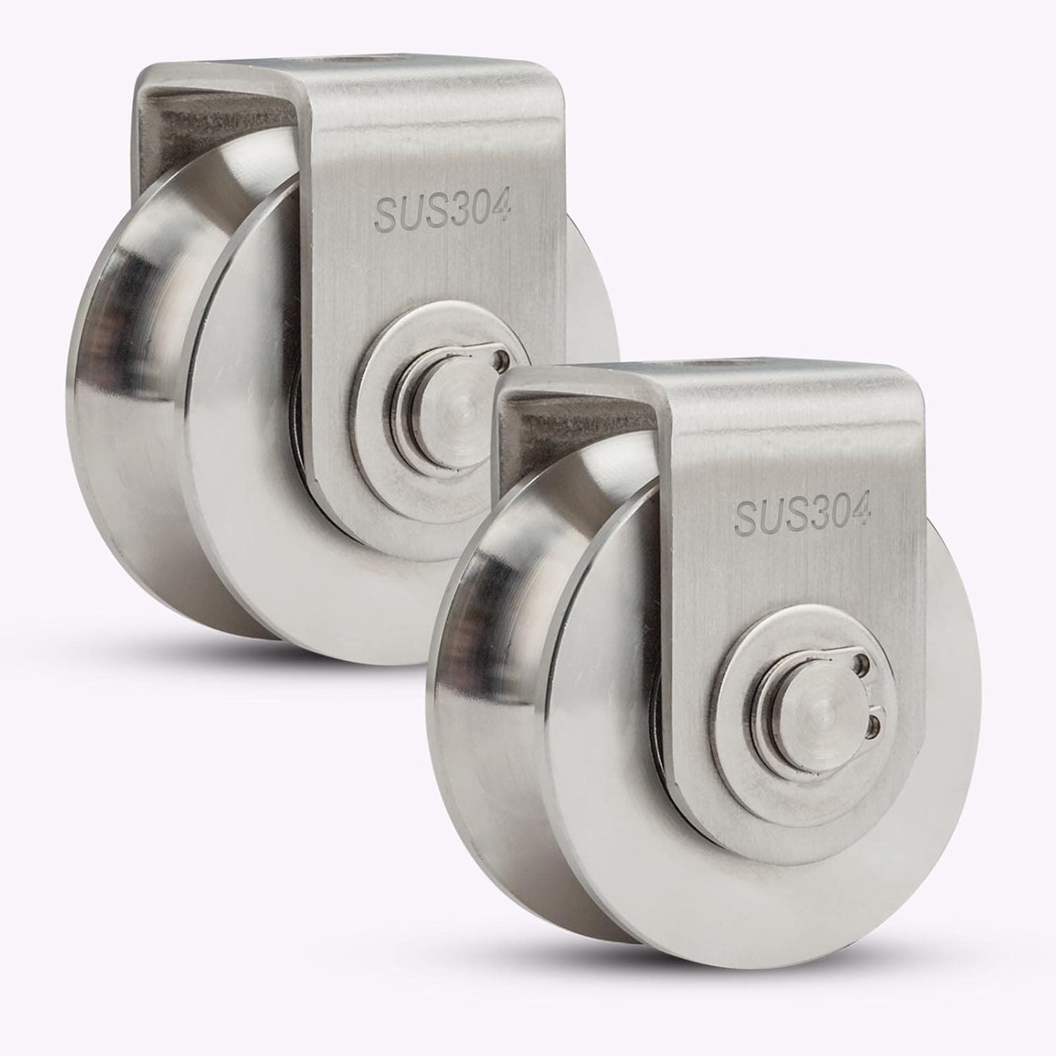 2Pack Pulley Block U 304 Stainless Steel Roller, 2 2 Inches, Silver