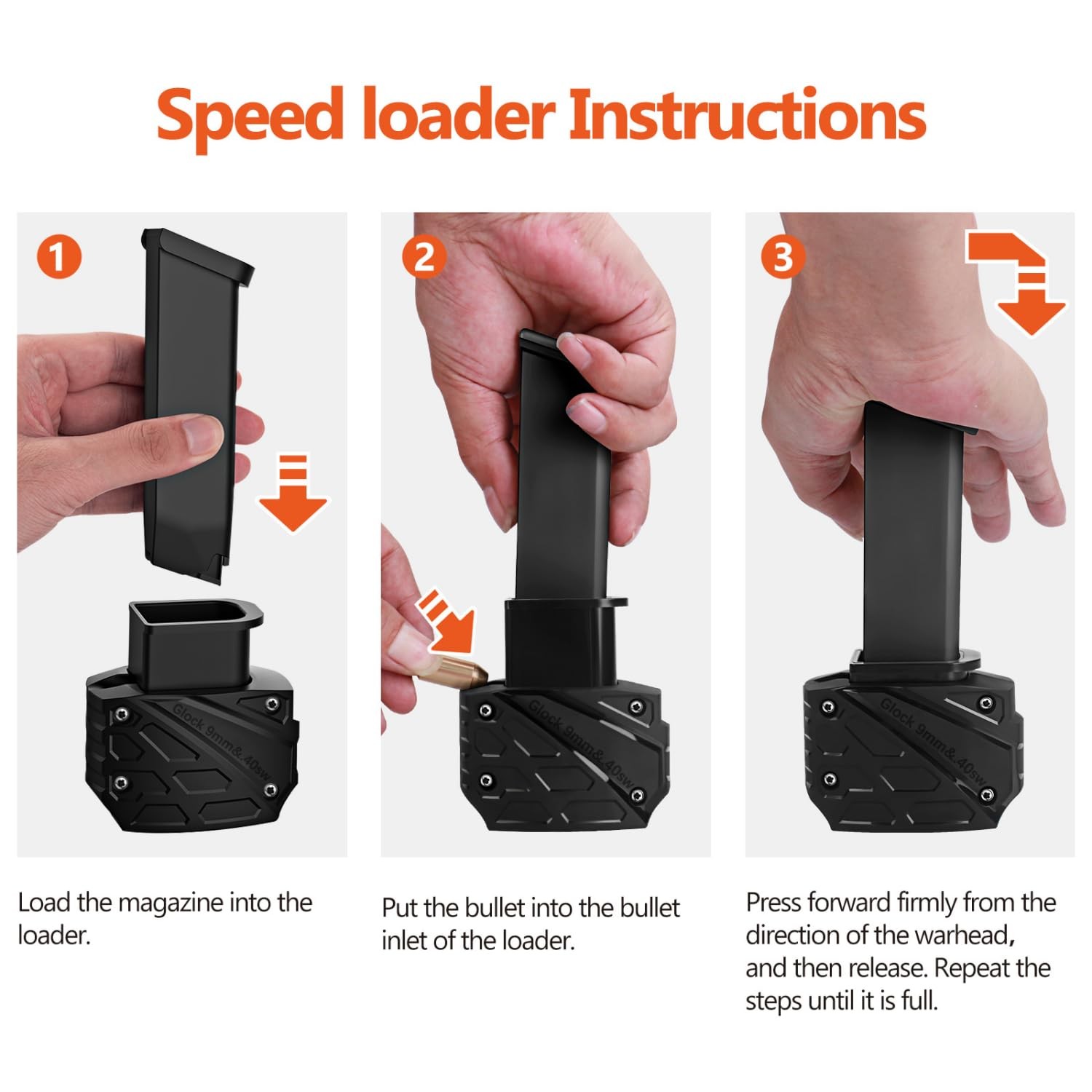 Glock 9mm/.40 Speed Loader for Models 17-19, 22-27, 34-35, 45, 47 - Black