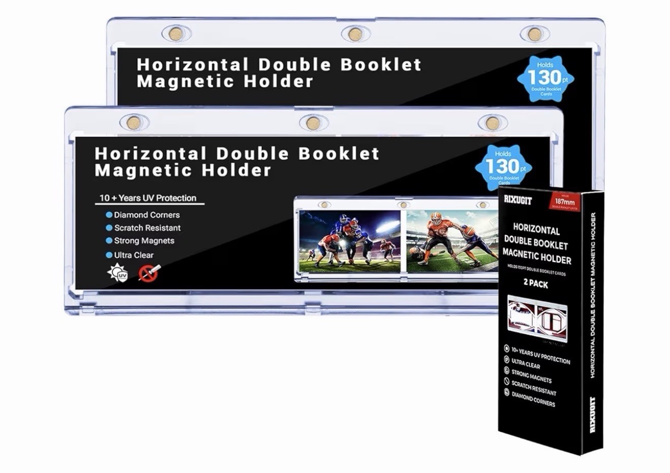 2 Pack Display Case Horizontal Design For Trading Cards