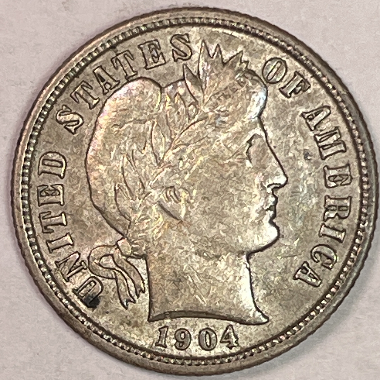 1904 Barber Silver Dime Almost Uncirculated AU Coin #15652