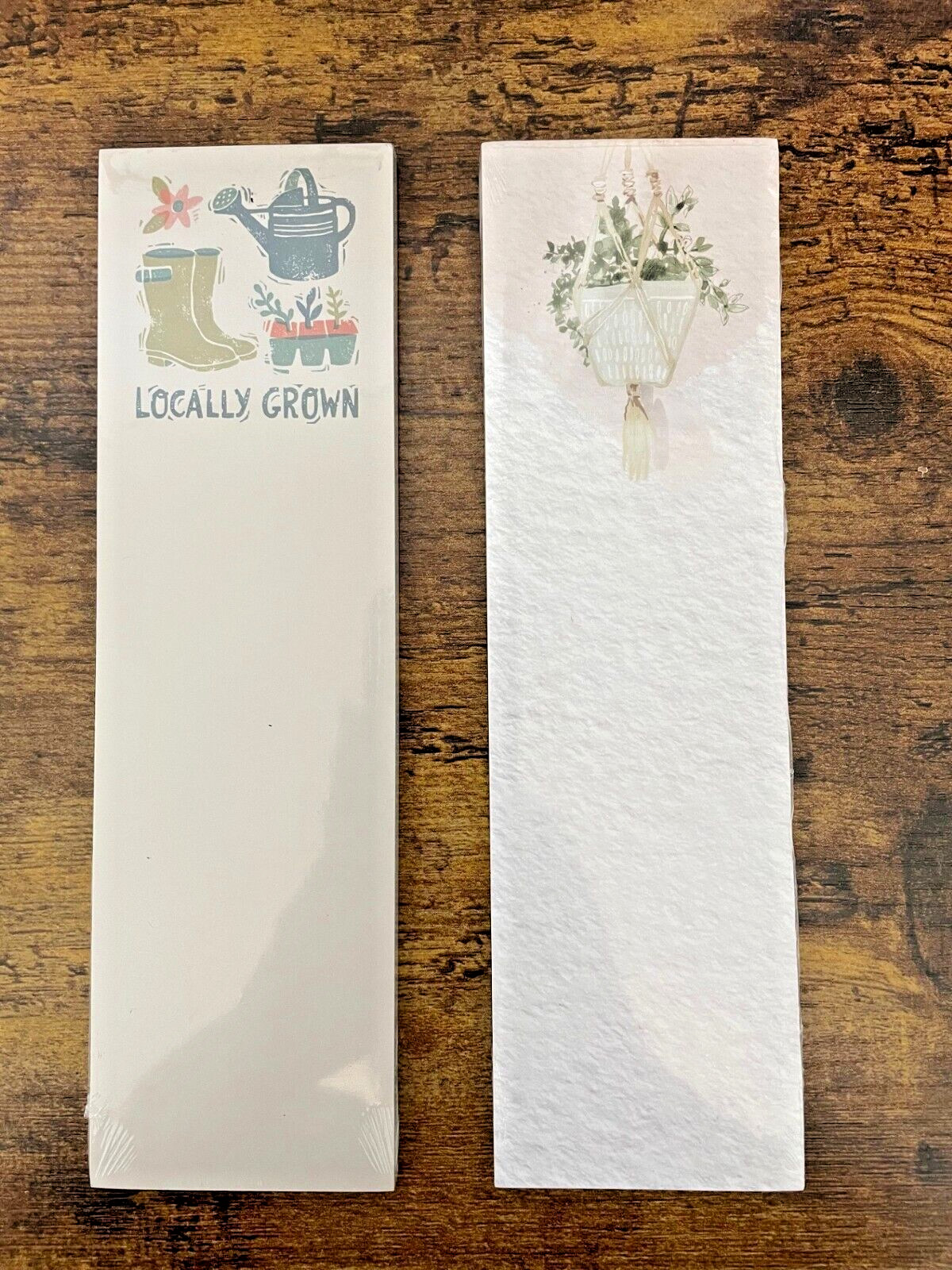 2 Magnetic Note Pads, Primitives by Kathy, Gardening Theme, 2 1/2" x 9 1/2", New