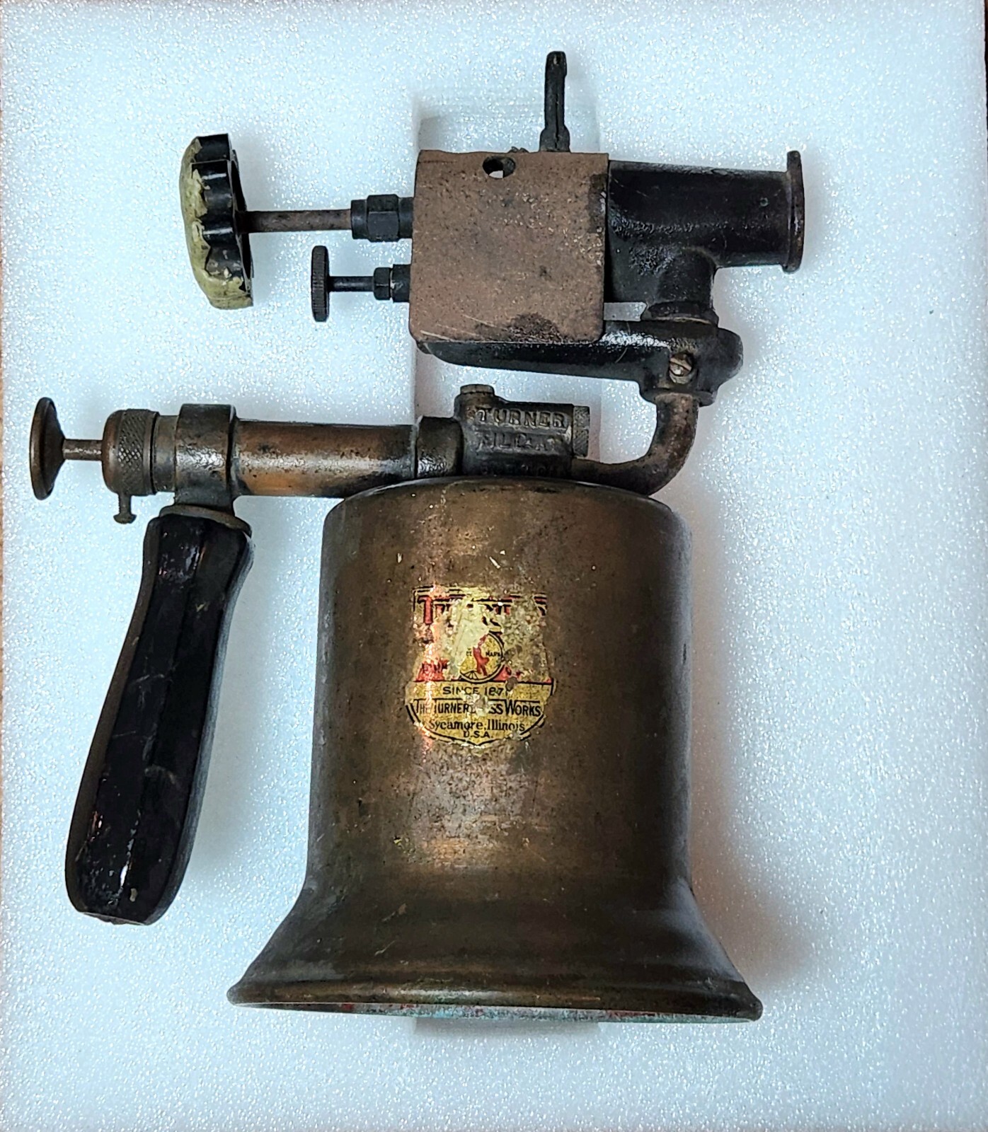 Vintage 1920’s Turner Brass Works Baffle Blow Torch -Great, Original Condition!