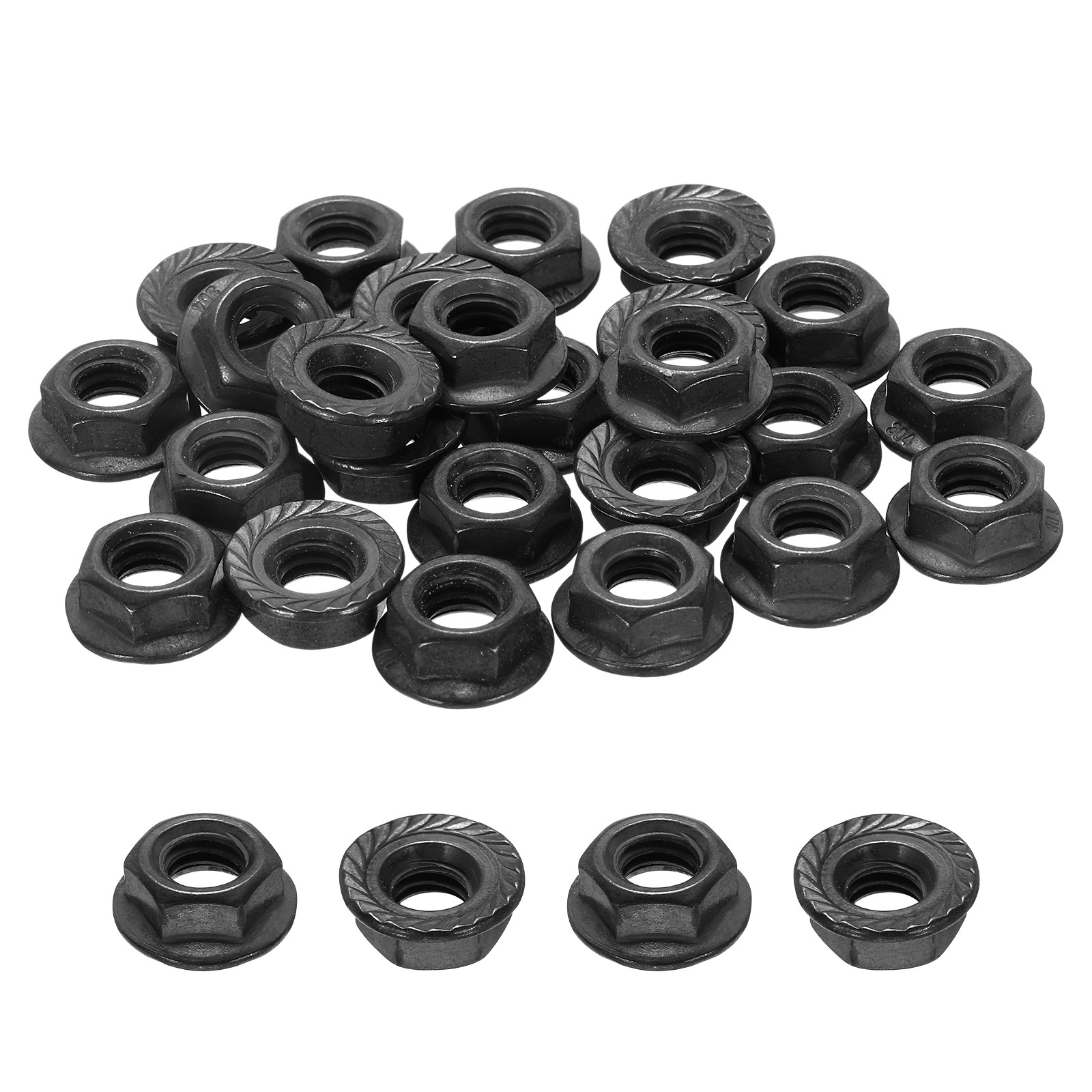 50 Pcs Serrated Flange Hex Nut [5/16"-18-UNC] 304 Stainless Steel Black Oxide