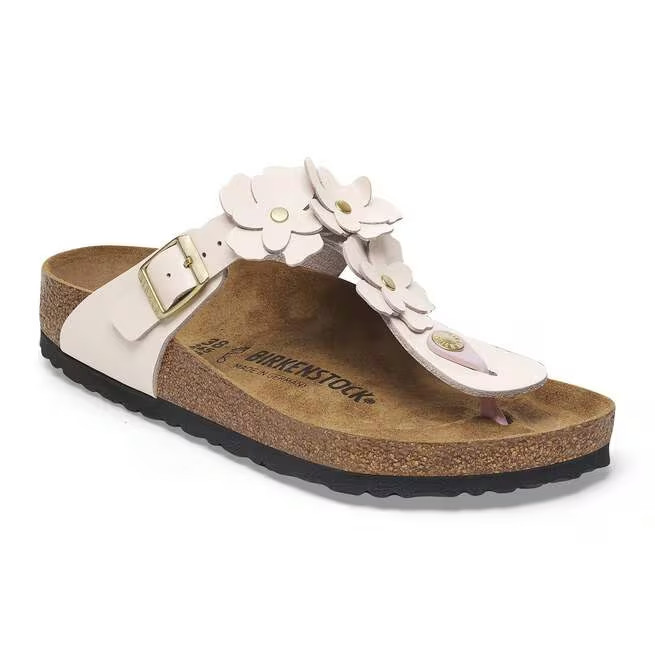 Birkenstock Gizeh Flower 'Leather' (Size 39) "Light Rose' Women's Thong Sandal