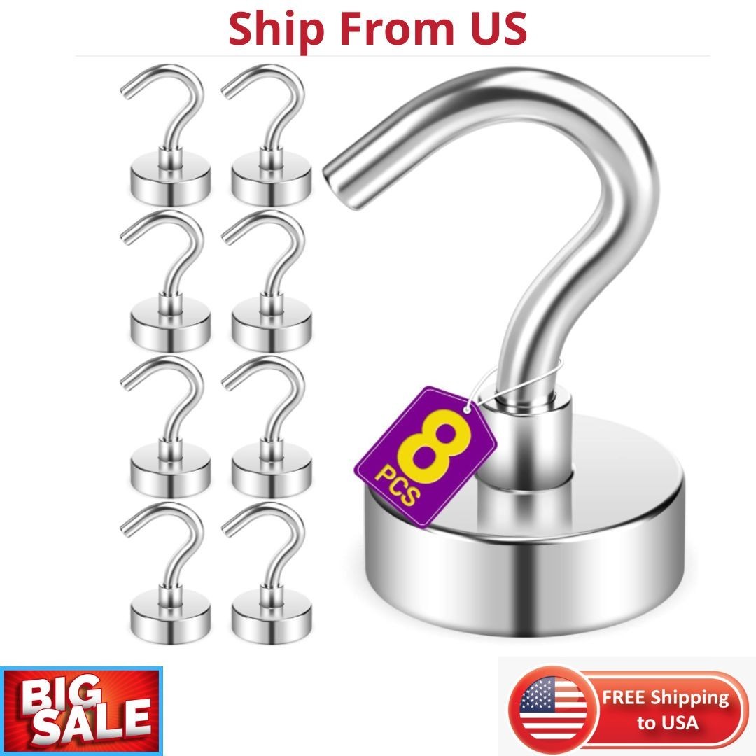 Magnetic Hooks for Cruise Cabins, 25 LB Neodymium Magnet Hooks, Strong Magnets