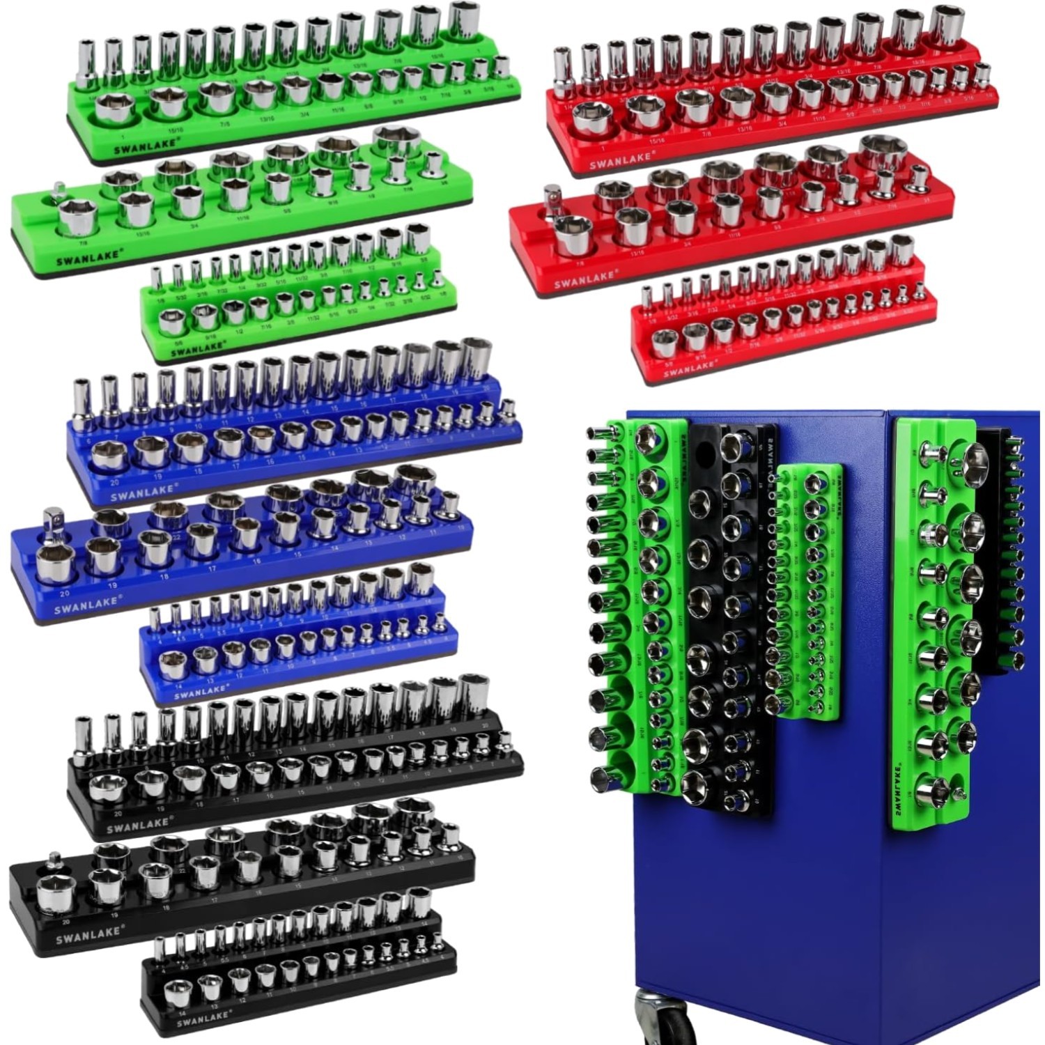 Magnetic Socket Tray Set with 286 Pieces for Efficient Tool Organization
