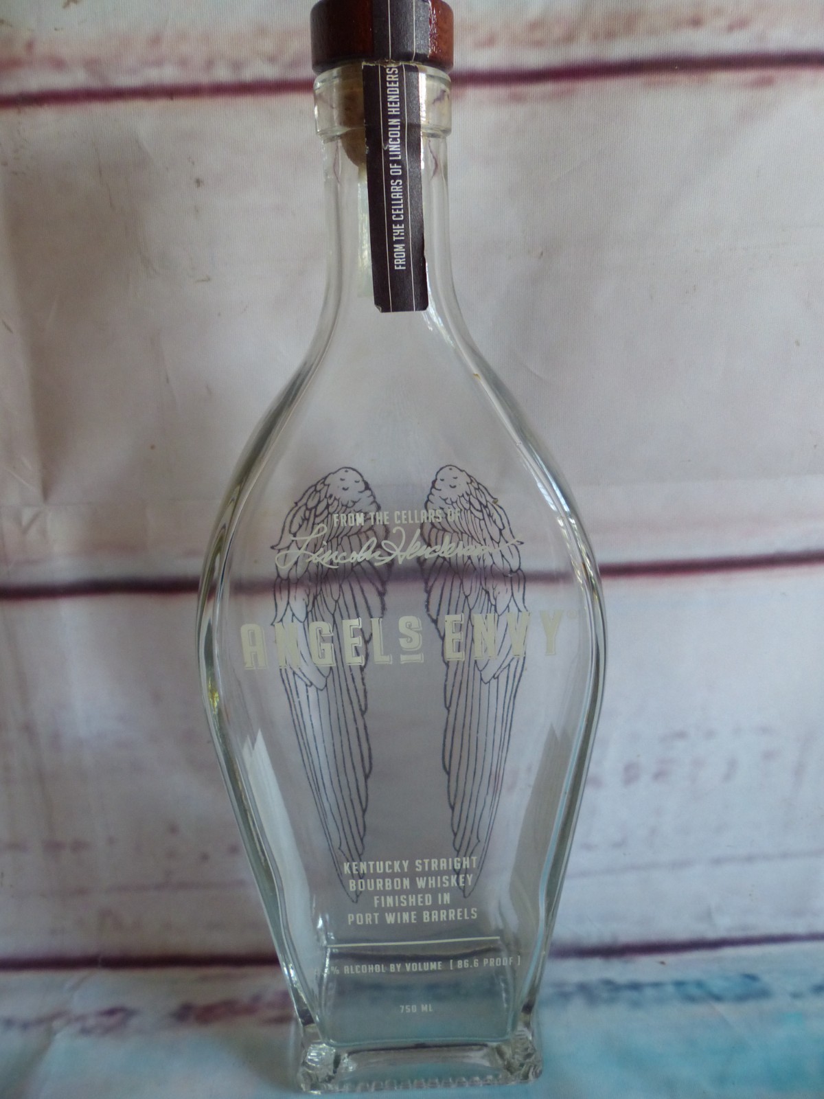 Empty Angels Envy Bourbon Straight Whiskey Bottle & Cork Wings 750 ml