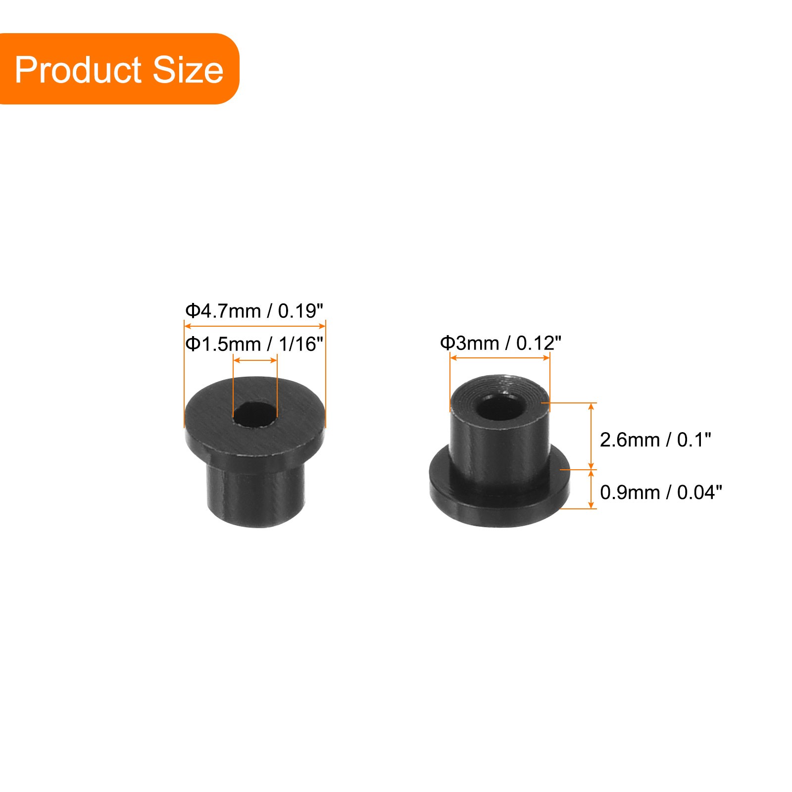 36Set Rubber Grommets 1/8" Drill Hole 1/16" ID Top Hat Hole Plug Grommet