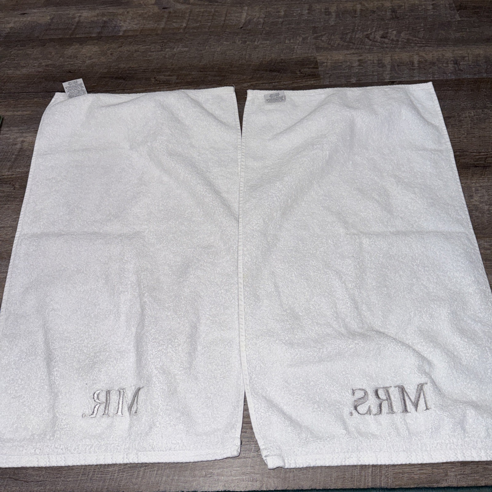 Avanti Home Hand Towel, Cotton White Embroidered Mr. Mrs. Wedding Home Dec...