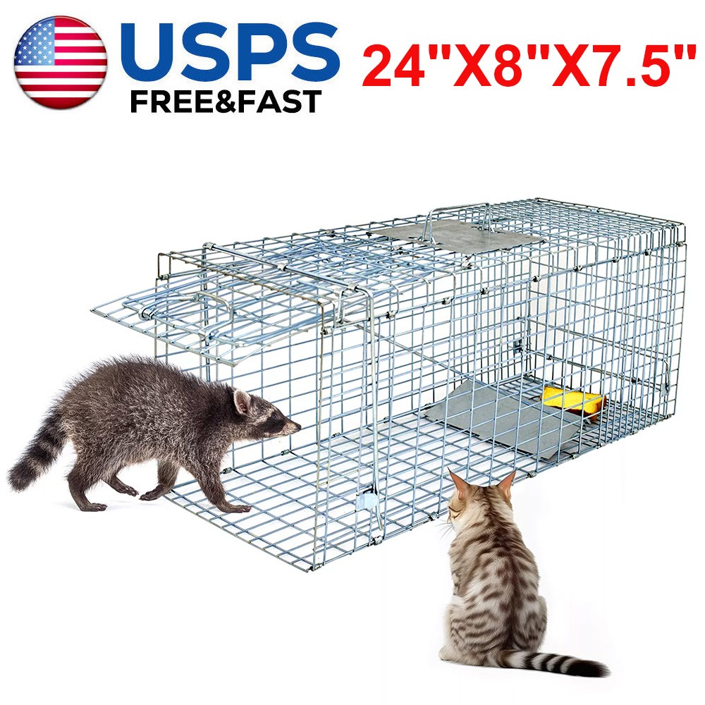 Live Animal Trap Extra Large Rodent Cage Garden Rabbit Raccoon Cat 24"X8"X7.5"
