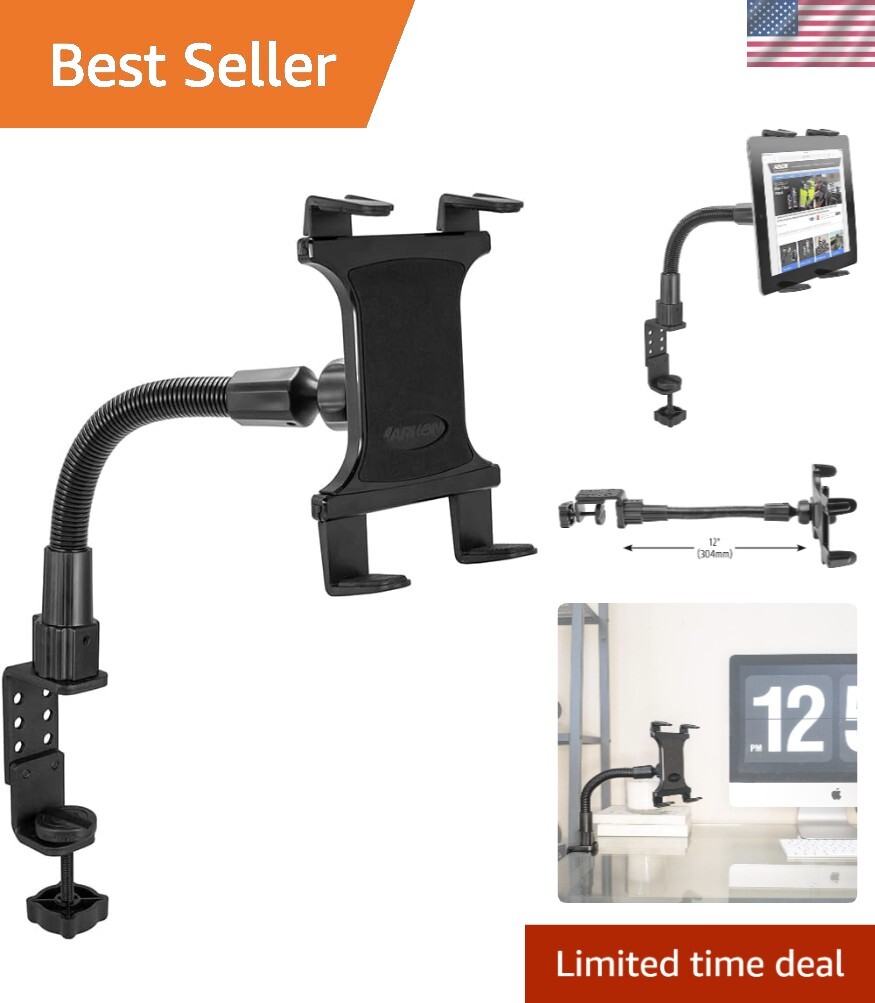 Flexible 12" Gooseneck Tablet Holder - Ideal for Home Gyms & Remote Learning