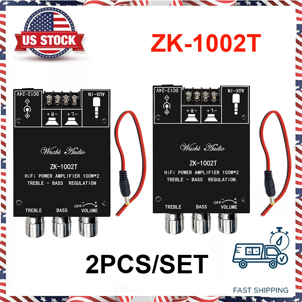 2PC ZK-1002T Bluetooth TPA3116 2 Channel 2*100W Digital Audio Amplifiers Module